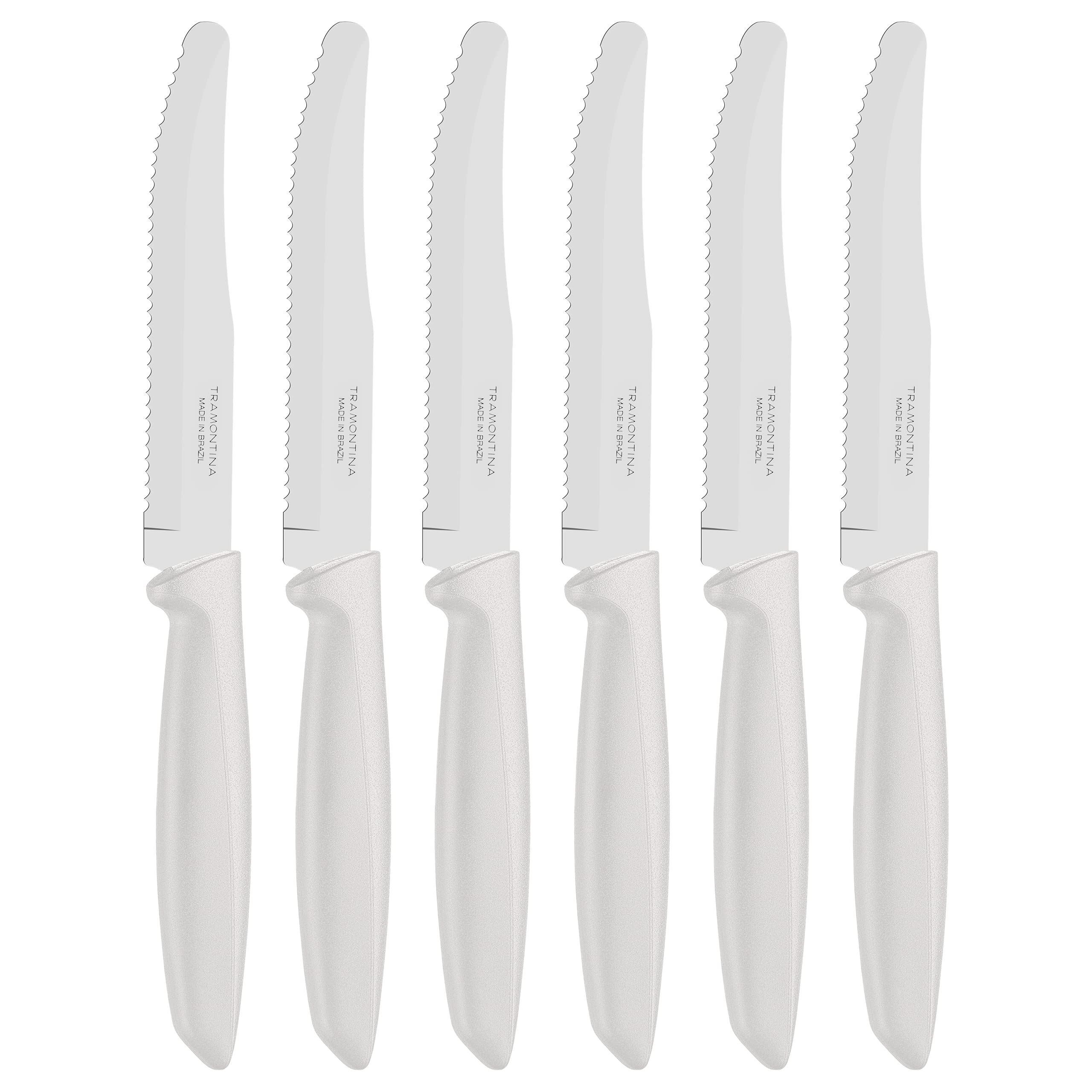 Tramontina Plenus 6 Pieces Fruit Knife Set with Stainless Steel Blades and Off-White Polypropylene Handles