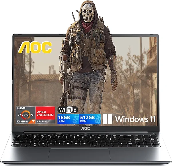 AOC 2025 AMD Laptop, 16.1 inch Laptop Computer with AMD Ryzen 7 7735HS Processor (8C/16T, up to 4.75GHz), 16GB DDR5 512GB NVMe SSD Laptop Computer, 16-inch FHD Display, WiFi 6, Backlit KB, Webcam,HDMI