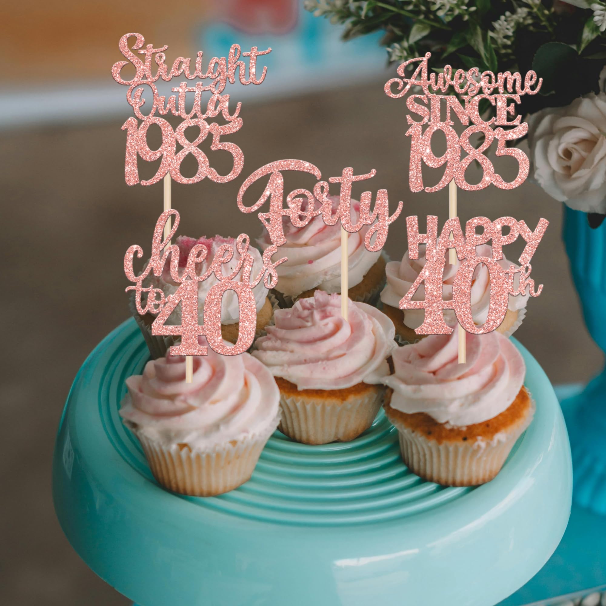 30 Cupcake-Topper Zum 40. Geburtstag – Glitzernd, Vintage 1983, 'Cheers To 40', Für Torten & Desserts