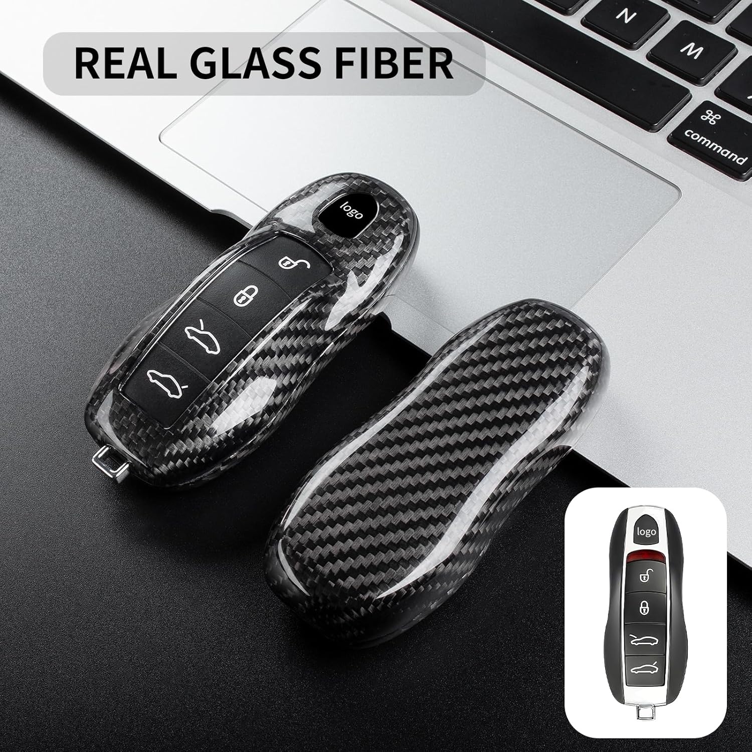 T-carbon Key Fob Cover Compatible with Porsche Cayenne 2011-2017, Panamera Boxster Cayman 2010-2016, Macan 2014-2025