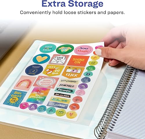 Miniatura 4 de Avery Bolsillos esquineros, 6 x 6 pulgadas, bolsillos translúcidos para planificadores y cuadernos, 2 bolsillos adhesivos en total (73715)