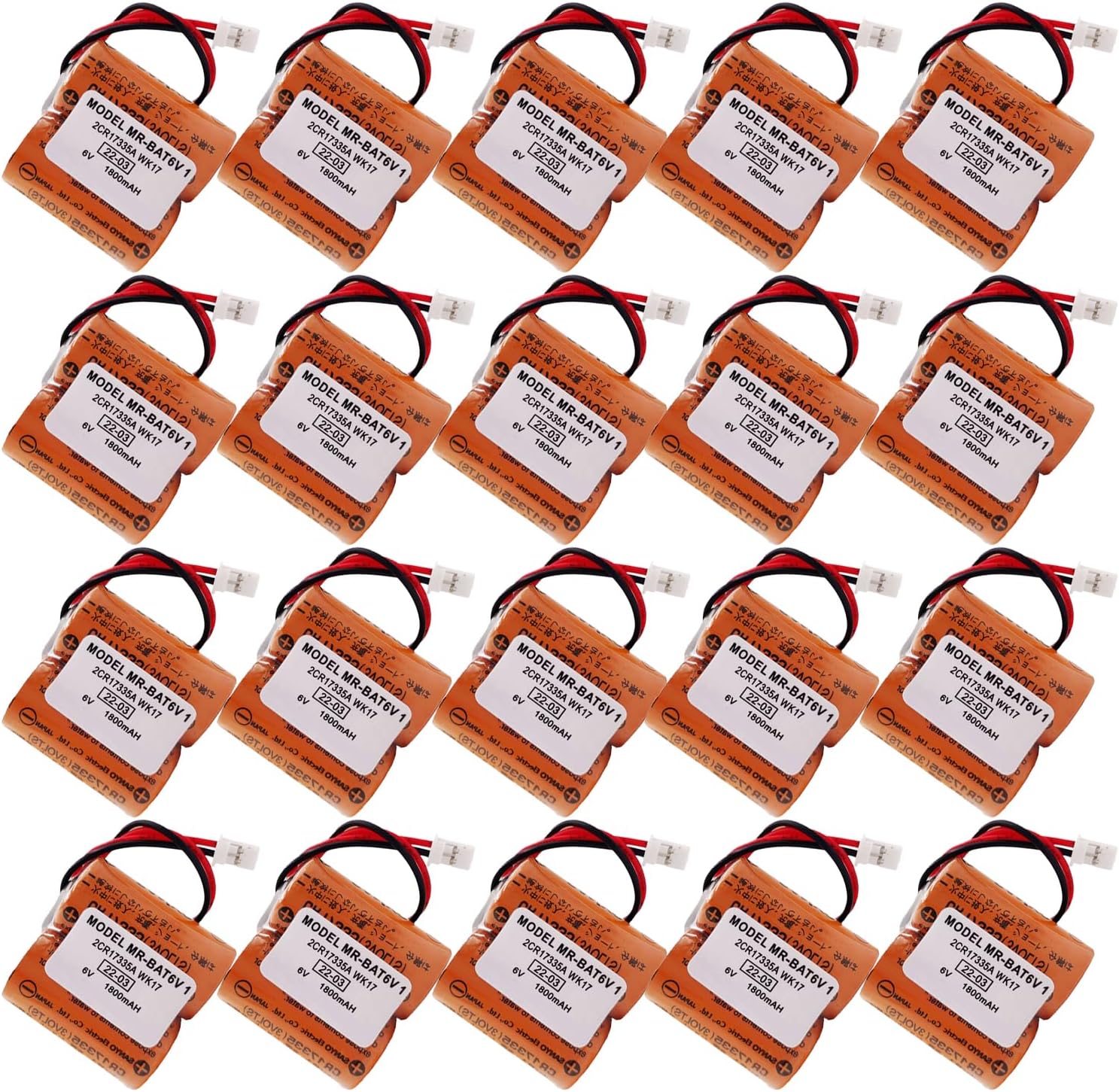 (20-Pack) MR-BAT6V1 Battery 6V 1800mAh for SANYO MR-BAT6V1 2CR17335A WK17 for M80 Driver MR-J4 servo System