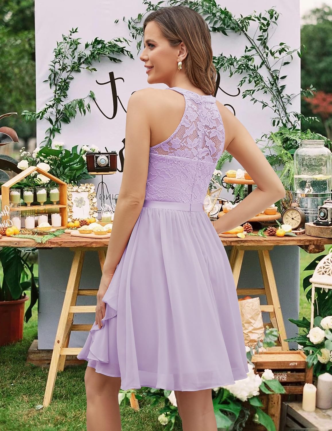 Wedtrend Women's Bridesmaid Dresses, Halter Sleeveless Cocktail Dress Ruffle A Line Short Prom Dress 2026