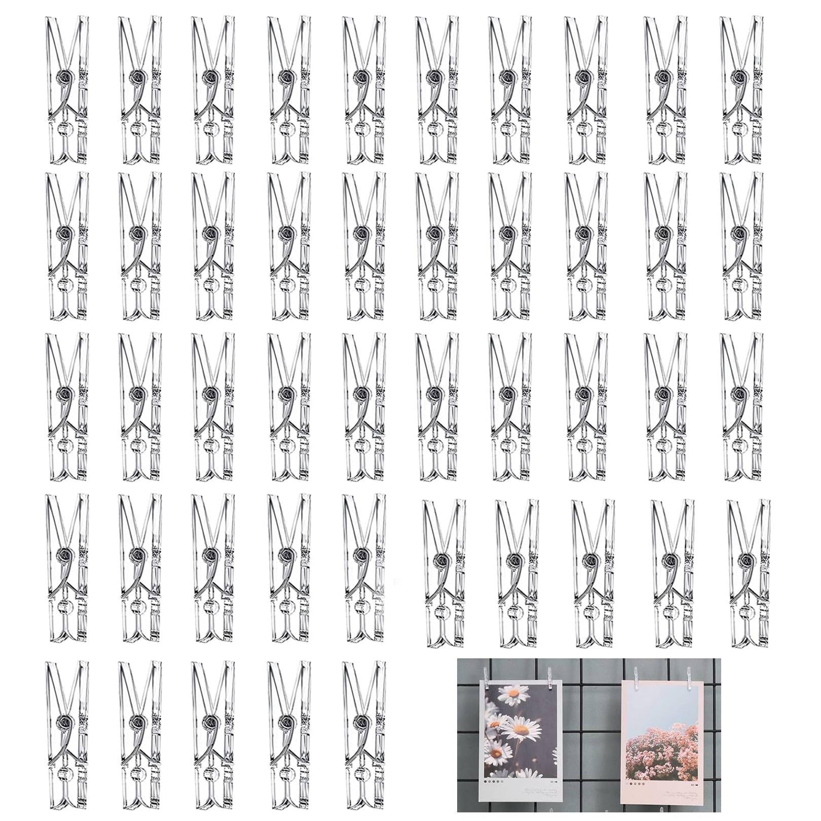 100 Stück Mini Wäscheklammern Transparent - Kleine Fotoklammern Mit Metallfeder Für Basteln & DIY