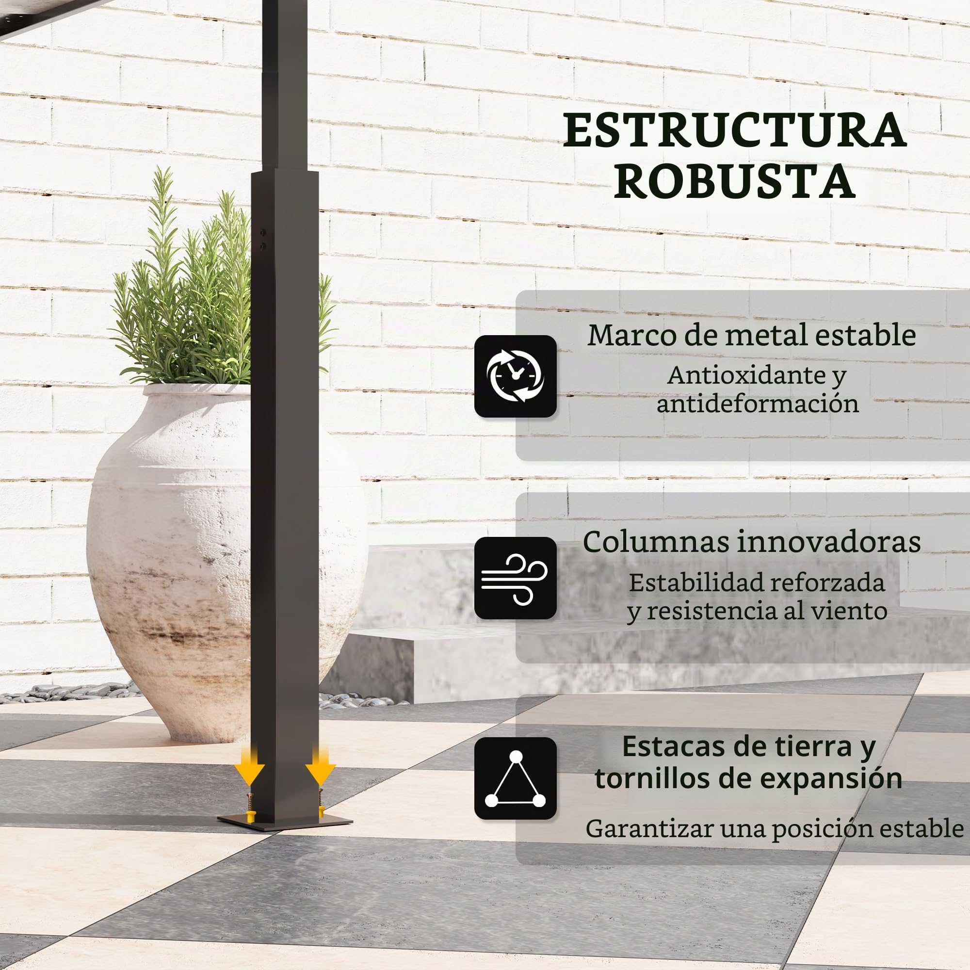 Outsunny Cenador de barbacoa de dos niveles, toldo de recepción para jardín, con luz LED, gancho de techo 2 estantes laterales 240 x 150 x 250 cm Caqui