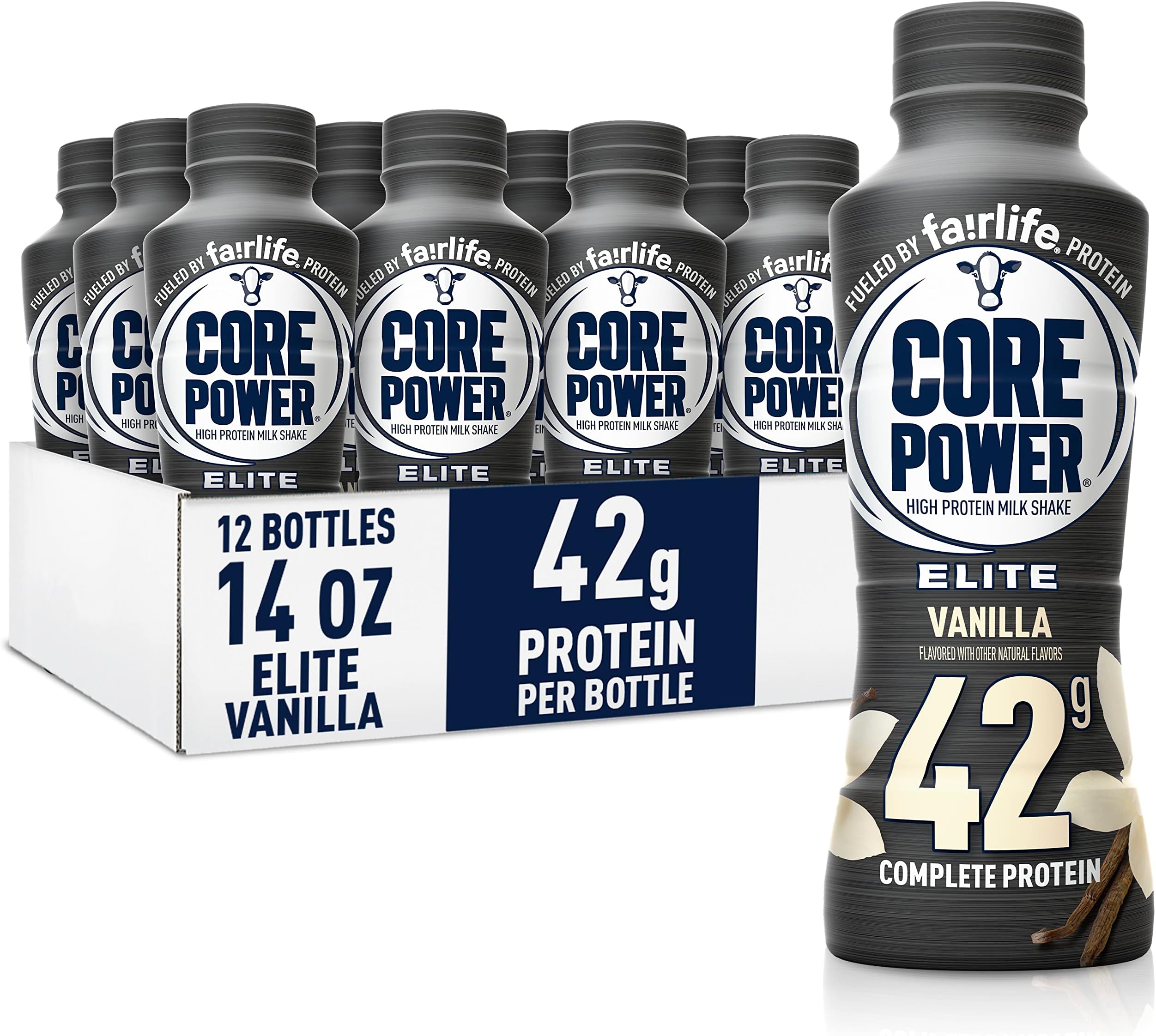 Fairlife Elite High Protein Shake (42g), Vanilla, Ready To Drink for Workout Recovery, 14 Fl Oz Bottles (12 of Pack)