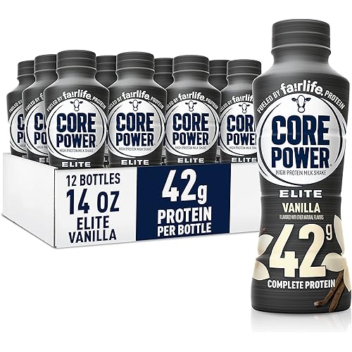 Core Power Elite High Protein Shake, Vanilla, 42g Bottle, 14oz, 12 Pack