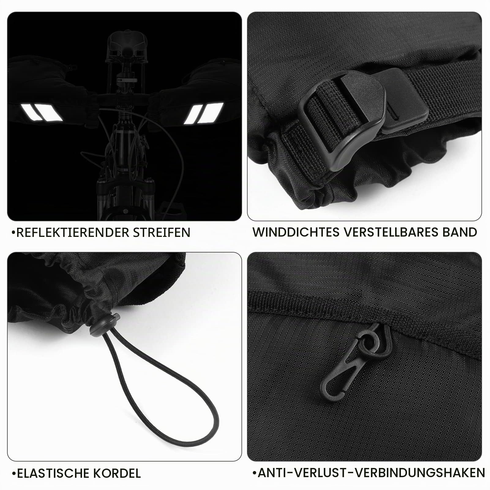 Lixada Handwärmer Fahrradlenker Lenkerstulpen Lenker Winddicht wasserdichte Winter Fahrradhandschuhe Einfach zu tragen für MTB/Elektrofahrräder/Motorrad/Fahrrad