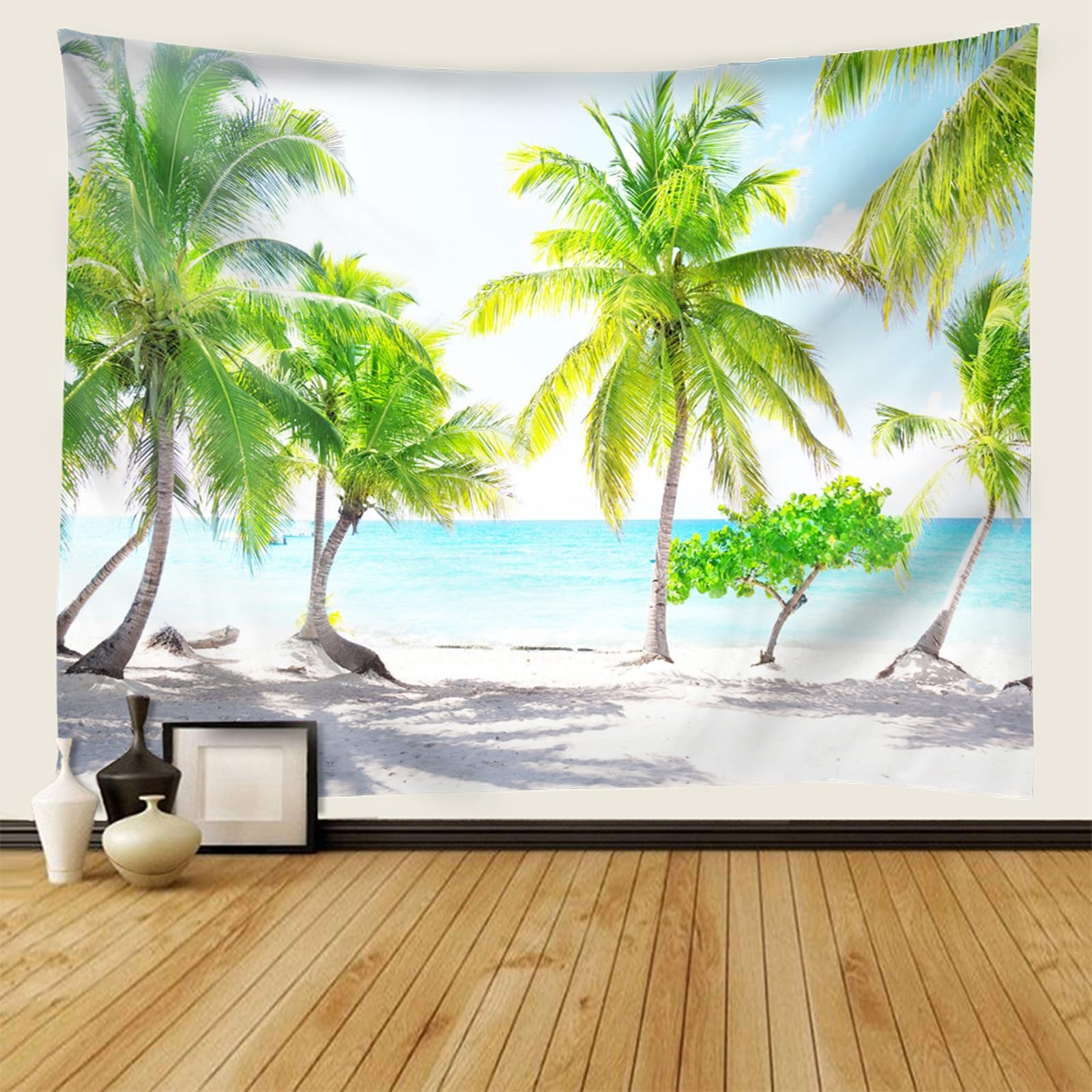 RDSGYZ Wandbehang Stoff Schlafzimmer, Wandteppich Landschaft Motiv Groß 350x256CM Kokospalmen Meer Wandvorhang Wandbehang Tuch Wanddeko für Kinderzimmer Schlafzimmer