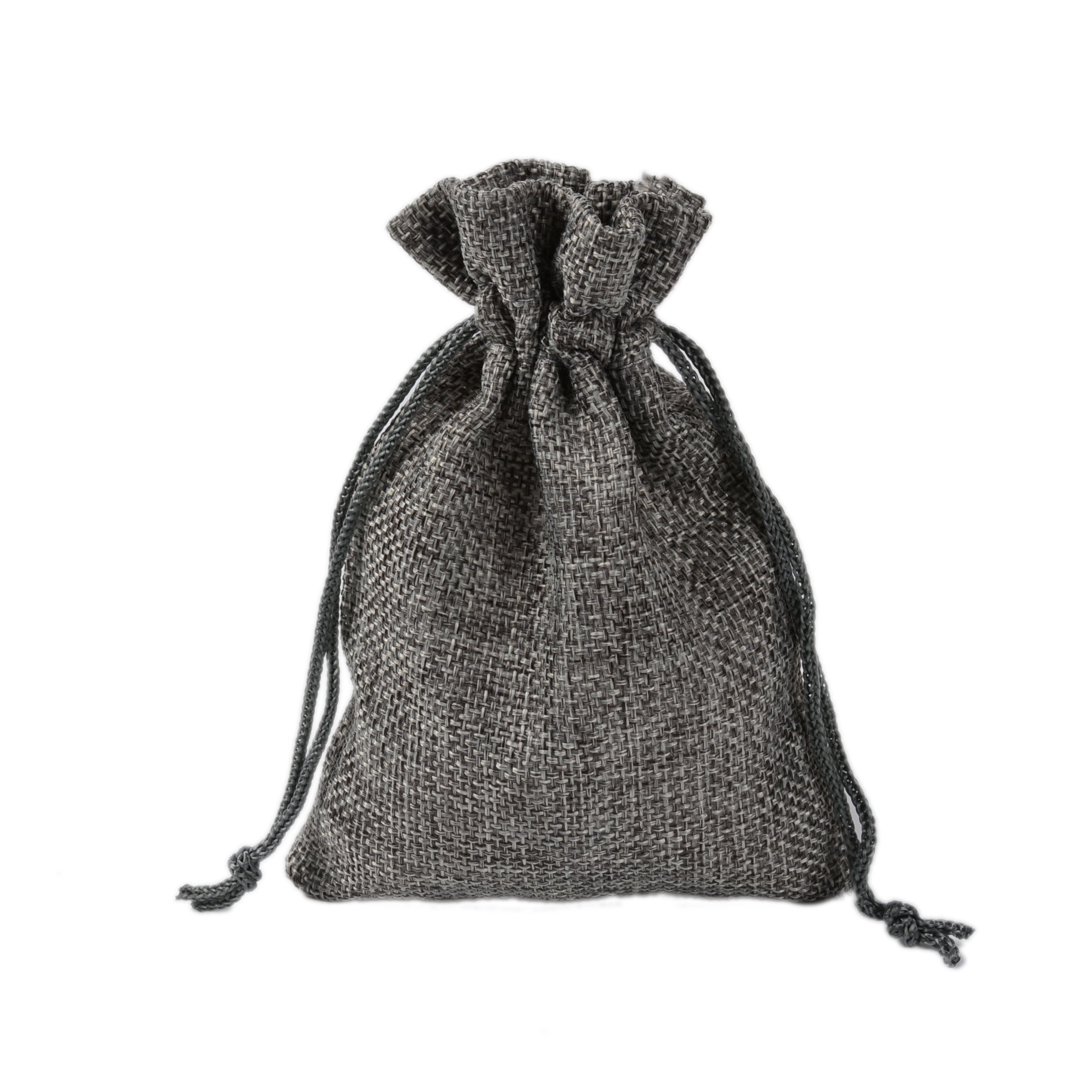CLTPY 10 Pieces Linen Jute Sack with Drawstring Natural Burlap Bag Packing Storage for Candy, Jewellery, Lavender Flower, DIY Craft, Flat Measurement: 3.9x5.5inch (10x14cm) - Gray
