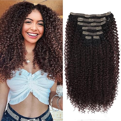 BHF Extensión de cabello sintético rizado tipo afro de 26 pulgadas, doble trama de cabeza completa, fibra resistente al calor, fibra resistente al