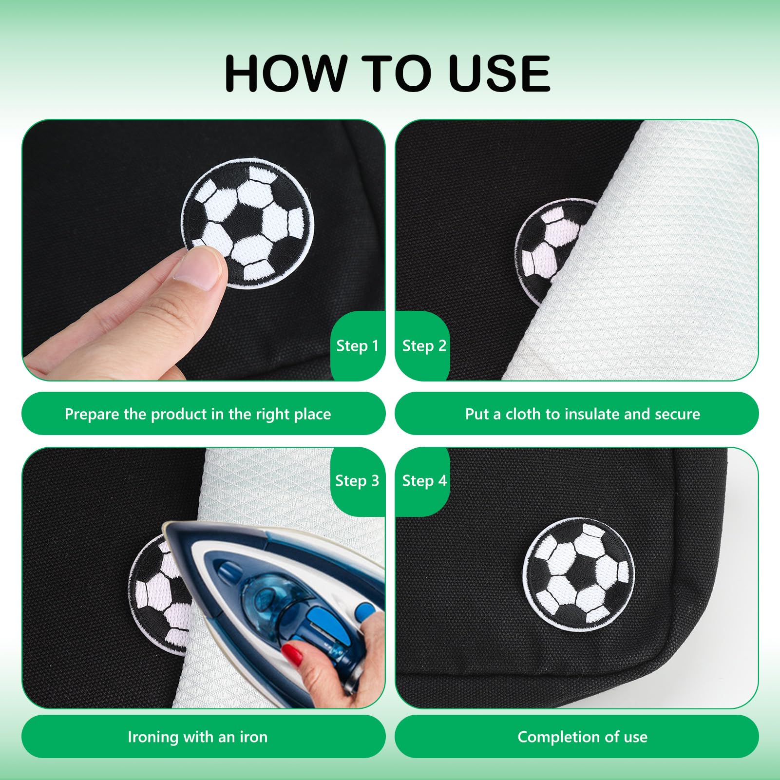 20 Toppe Termoadesive Per Calcio - Pallone Da Calcio Ricamato - 4 Taglie (3-6,3 Cm) - Per Abbigliamento E Accessori - Foto 6