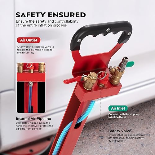 Miniatura 10 de SPECSTAR Gato de bolsa de aire de 3 toneladas con ruedas, gato neumático para automóvil de 6600 libras con mango largo ajustable, rango de elevación