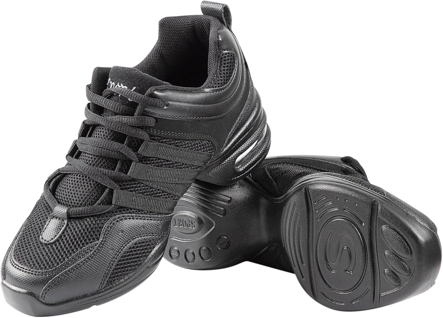 Linodes Women's Jazz Dance Sneaker with Breathable Upper, Split Sole and Air Cushion Dance Multifunctional Walking Shoes Anti-Slip