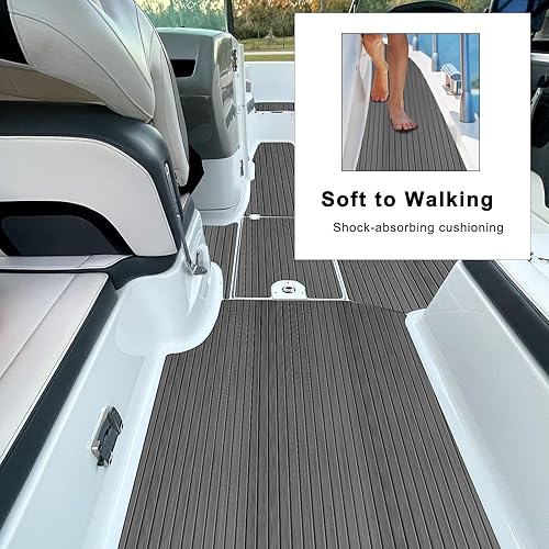 Miniatura 31 de HZshark Piso de lancha de espuma EVA autoadhesiva de 6mm antideslizante, alfombra marina de teca para lancha, almohadilla de cubierta de espuma