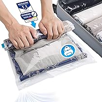 SilverRack Set di Sacchetti Sottovuoto da Viaggio (8 Pezzi) 35×50 cm – Per Arrotolare i Vestiti e Abiti