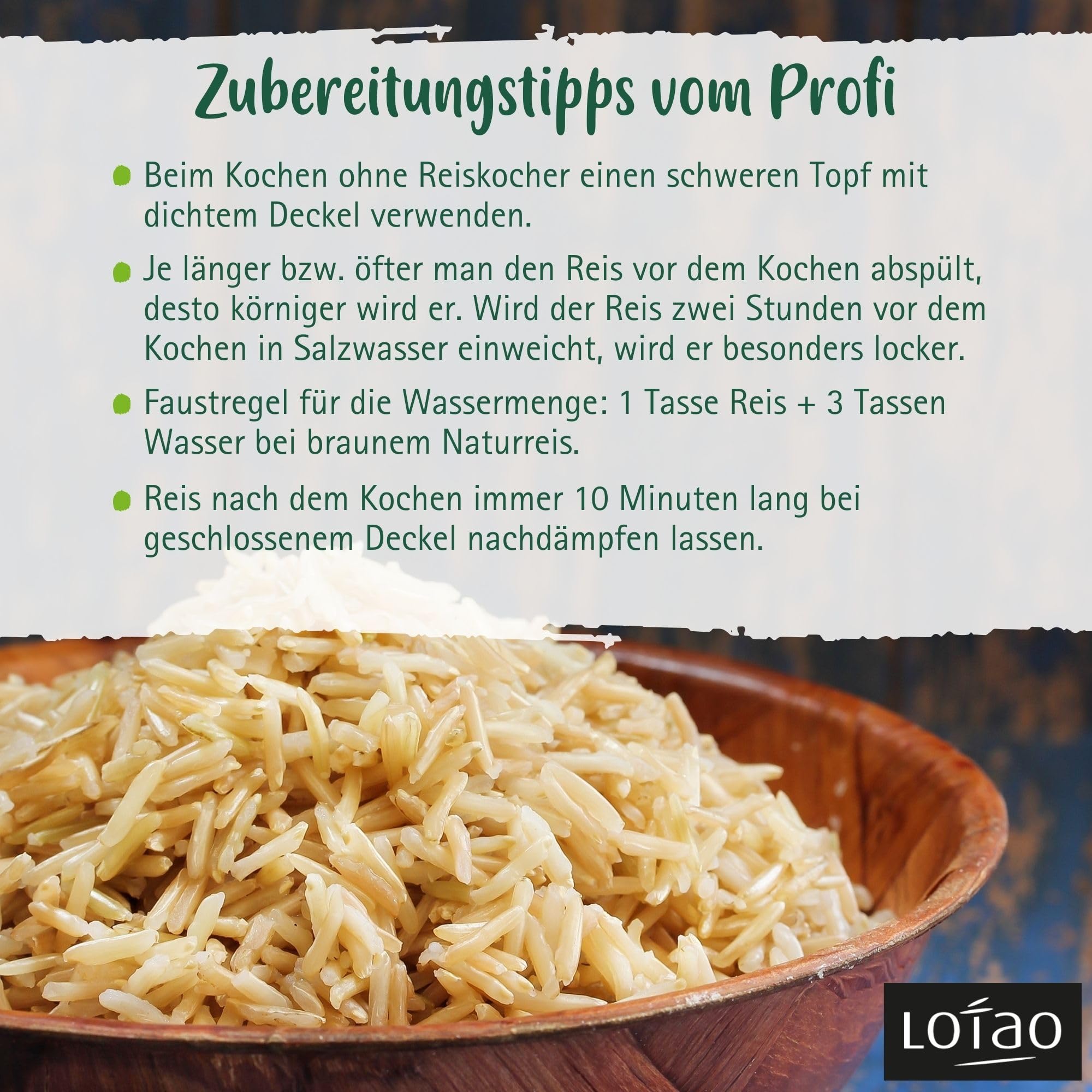 Lotao Bio-Jasmin Reis Vollkorn (4x 500g) | Reis-Klassiker im Vorteilspack | körnig, duftig & nussiger Geschmack, vielseitig einsetzbar | nachhaltig, vegane und vegetraische Küche, hochwertig