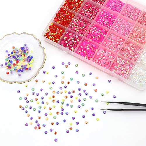 Miniatura 8 de Diamantes de imitación de resina con parte trasera plana para manualidades, diamantes de imitación de gelatina con diamantes de imitación rosas AB