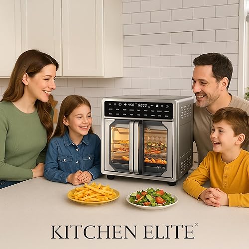 Miniatura 8 de Kitchen Elite Horno freidora de aire de puerta francesa de 16 cuartos de galón, cocina de convección de encimera de tamaño familiar con pantalla