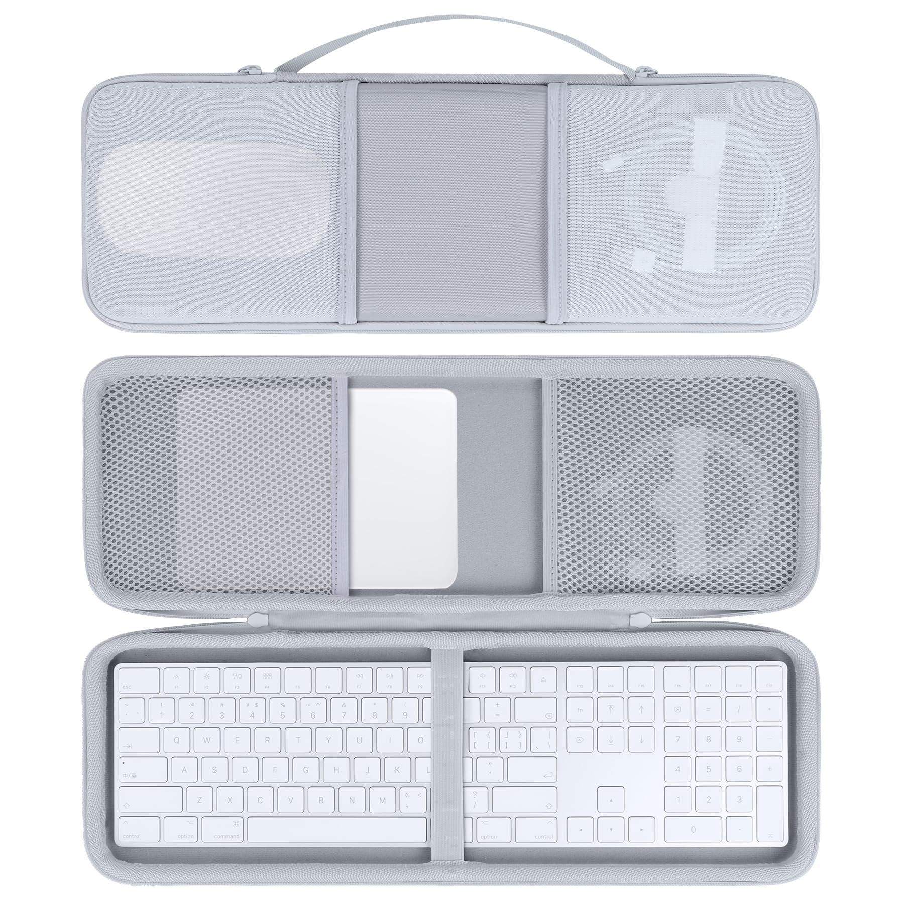 Étui pour Apple Magic Keyboard avec pavé numérique | Coque EVA Rigide, Anti-Chocs & Rayures, Multi-Usages, Compartiments Séparés, Sac Transport Clavier Pavé Numérique