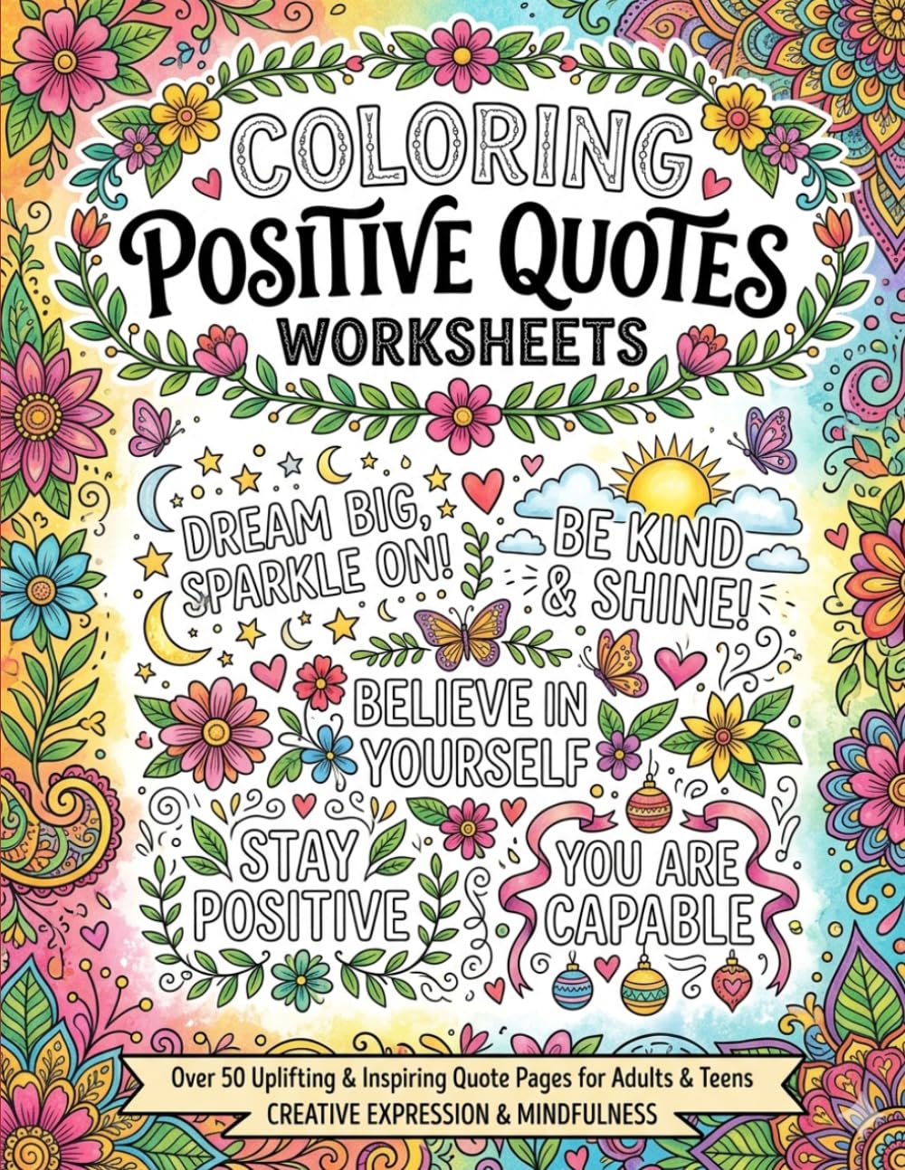 Coloring Positive Quotes Worksheets