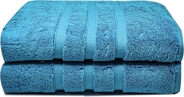Luxury Bath Sheets Zero Twist Cotton 600 GSM (90 x140cm) Thick & Plush Hotel Quality Large Pool Spa & Hotel Bathroom Bath Towels | Pack Of 2 Teal Blue