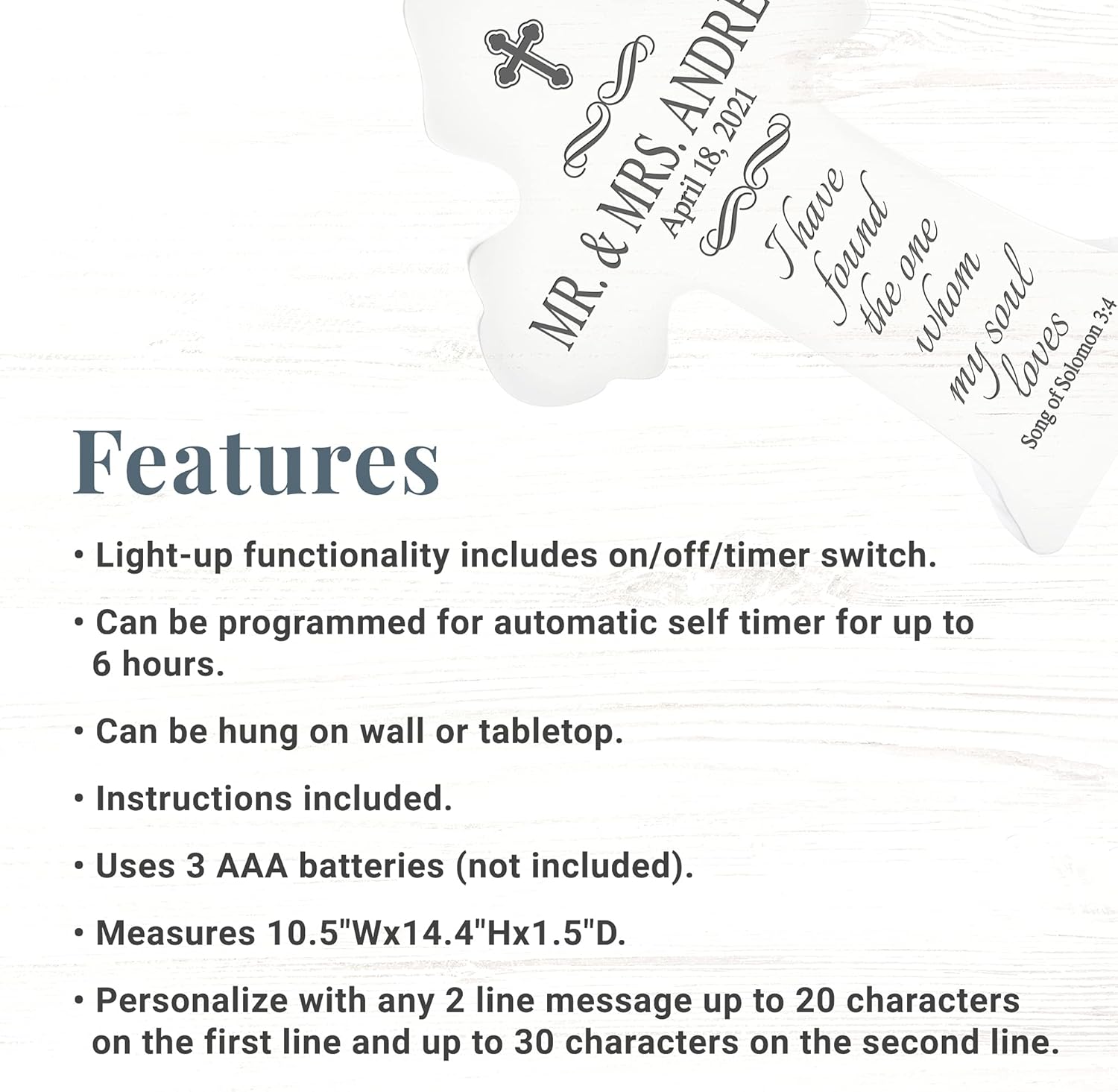 Buy Let S Make Memories Personalized We Re Married Light Up Cross For Newlyweds Couples Accent Piece Personalized Message Online In Indonesia B09w7ml4