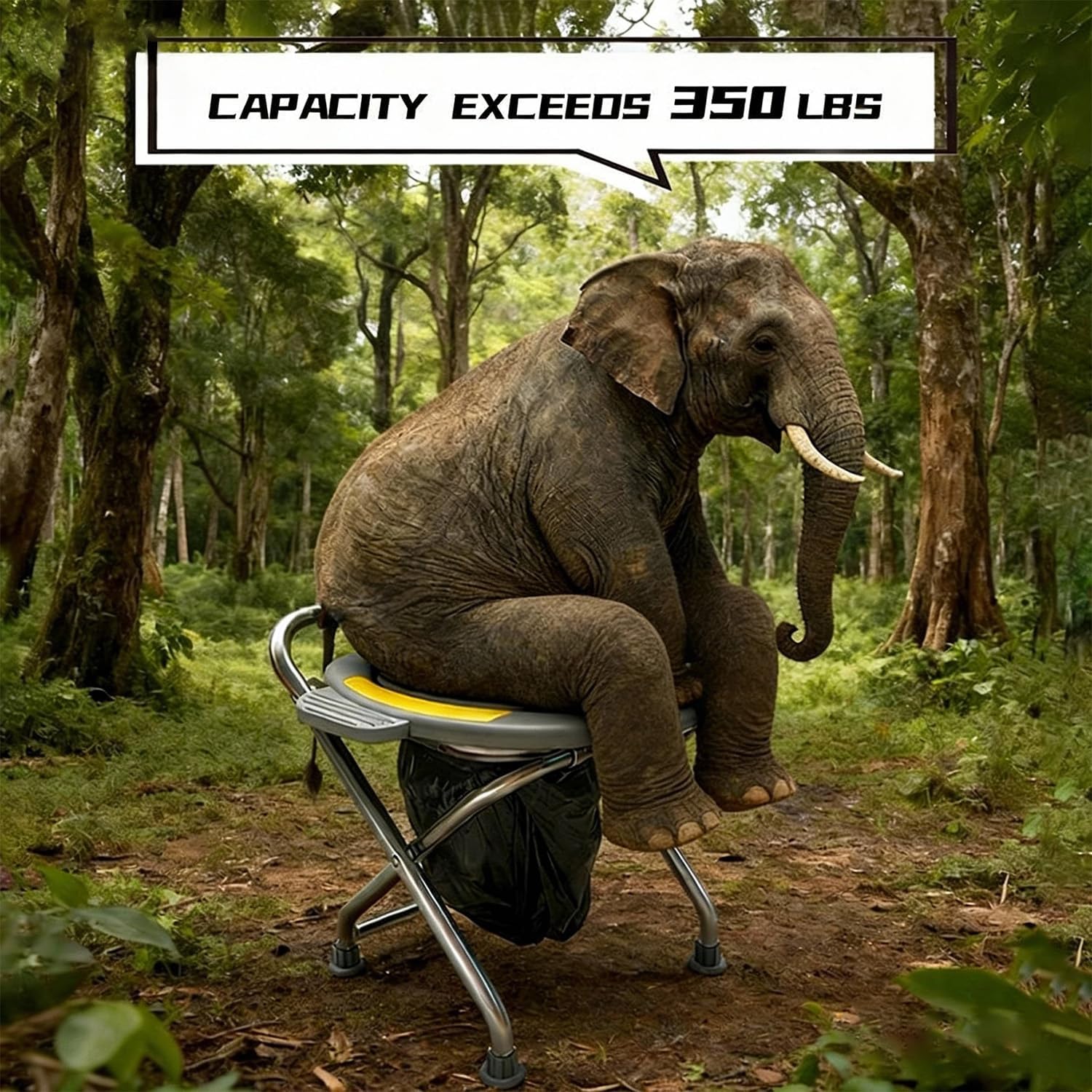 Temvue Outdoor Folding Commode Portable Toilet Seat, Stainless Steel Portable Potty Commode Chair, Perfect for Camping, Traveling, Hiking, Outdoor Living