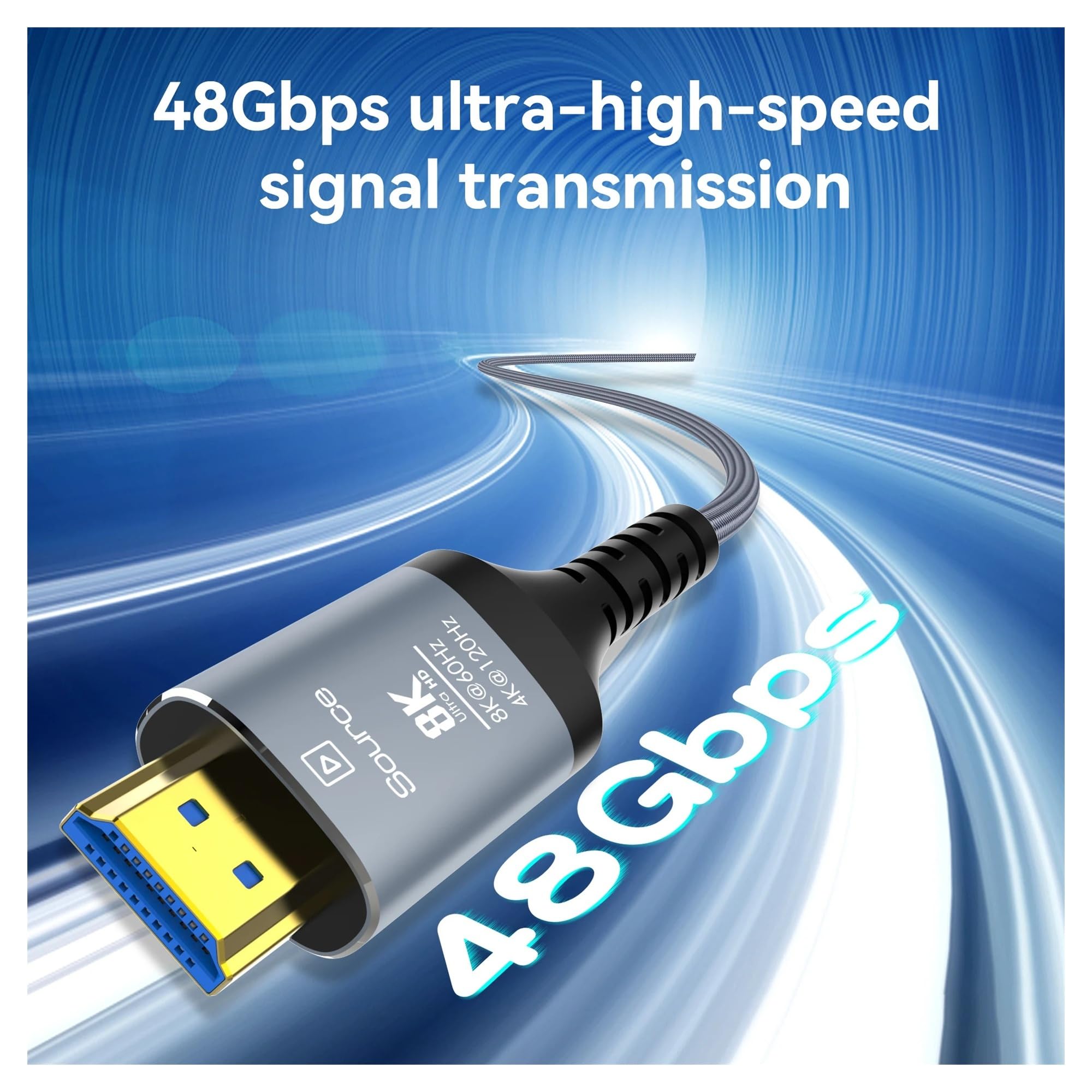 Cable de fibra óptica HDMI 2.1 8K, 48Gbps UHD 8K @60Hz 4K @120Hz/144Hz, extralargo 10M 15M 20M 30M, para tarjetas gráficas, TV, proyector (rojo, 20M-65FT)