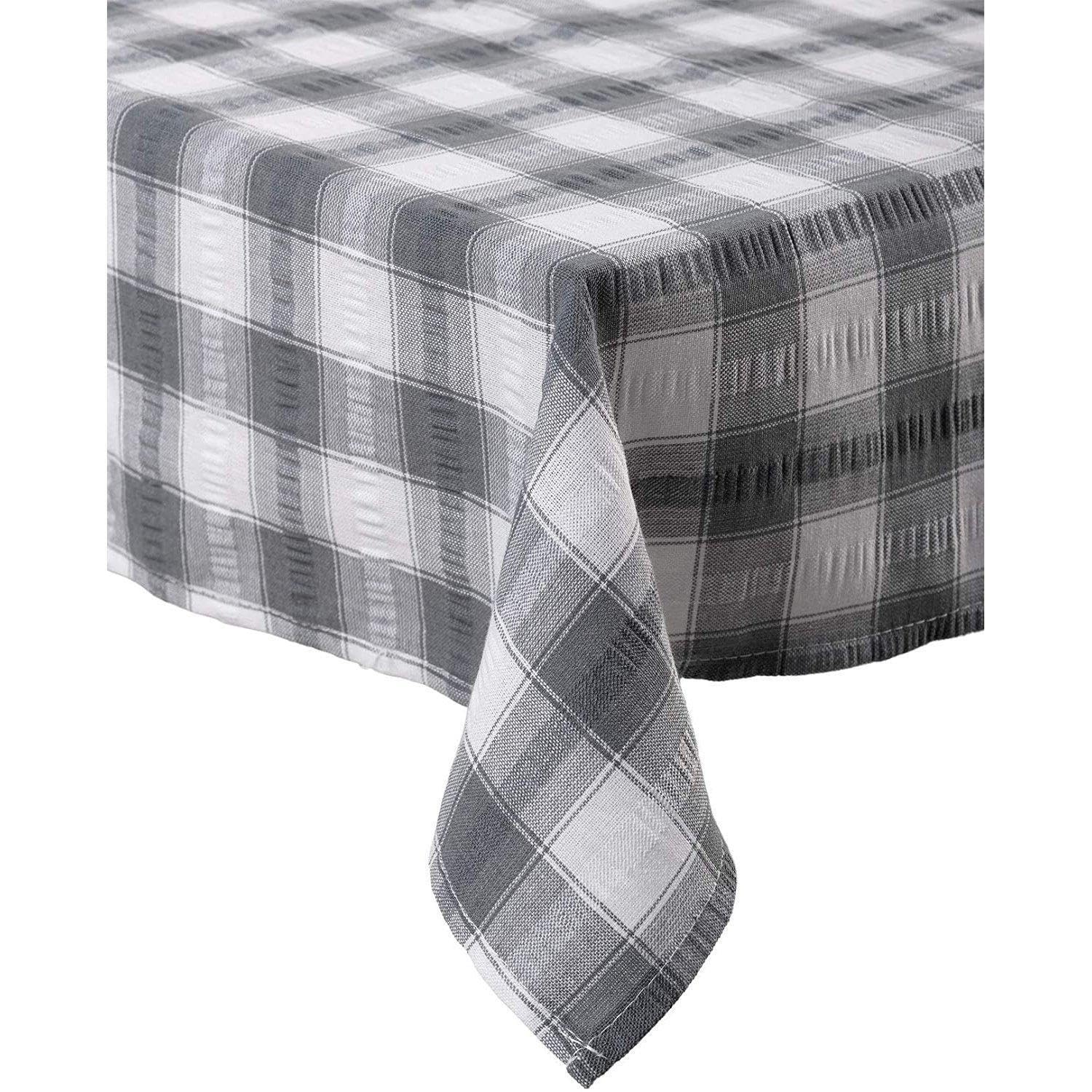 Downview's Smoke Grey Downview Seersucker Check Cotton Tablecloth 50 X 70 Grey