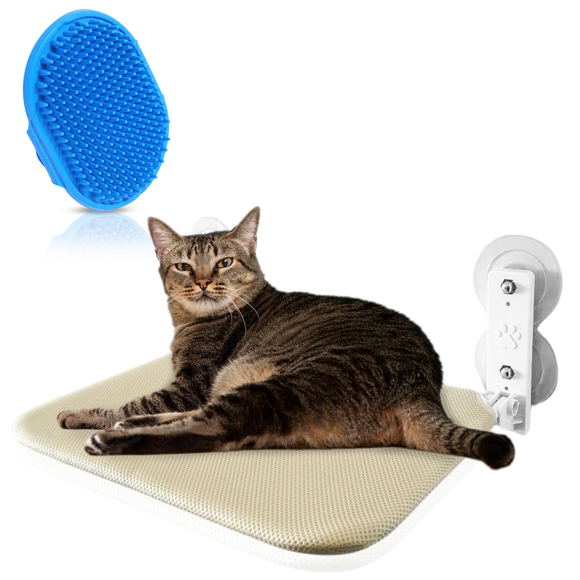 Hamaca para gatos para Fijar en Ventana con ventosas - Cama para gatos Plegable con Doble Ventosa para Fijar en Cristal - Hamaca Resistente para Ventana Plegable