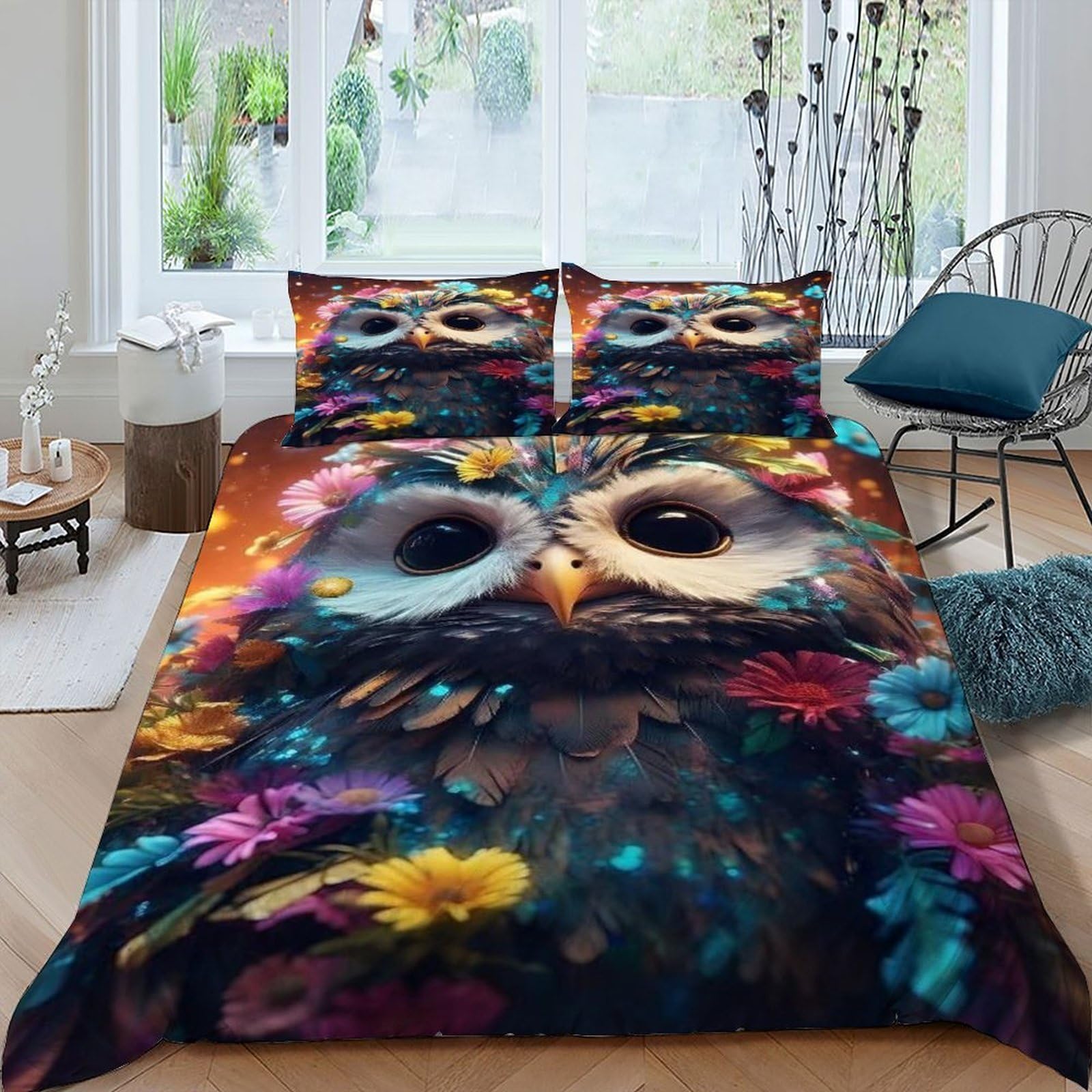 Housse de couette hibou 220x240cm pour sublimer la chambre des enfants