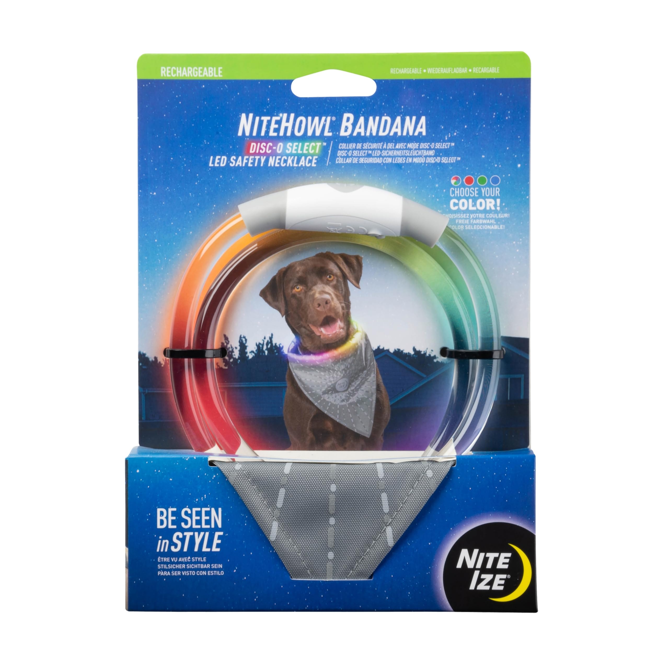 Nite Ize NiteHowl® Bandana Rechargeable LED Safety Necklace, Red