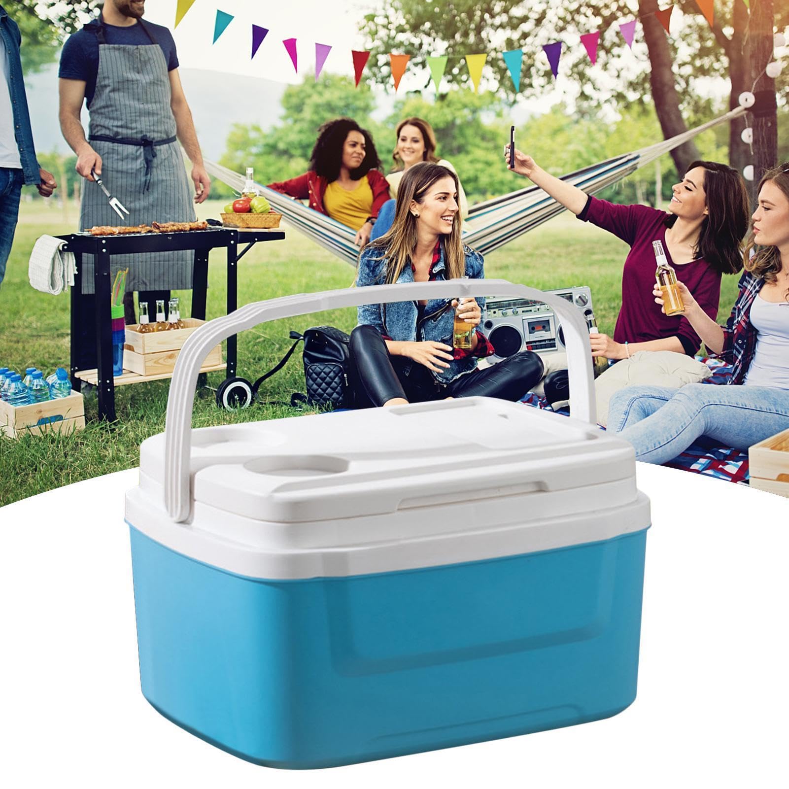 Frigorifero portatile per auto, 8 l, per campeggio, all'aperto, a prova di perdite, con manico, grande capacità, per pesca, grill e spiaggia