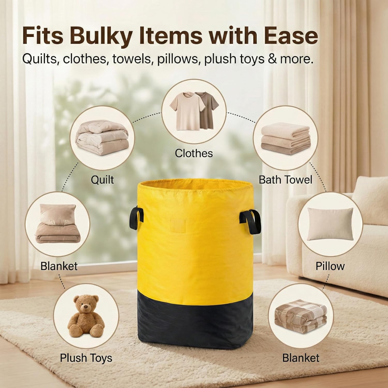 2 Pack Heavy Duty Large Capacity Moving Bags Closure Foldable Waterproof Sturdy Durable for Travel Clothes Bedding Household College Supplies Storage Organizer (Yellow 2 Pack, 39.4 * 19 * 15.7IN)