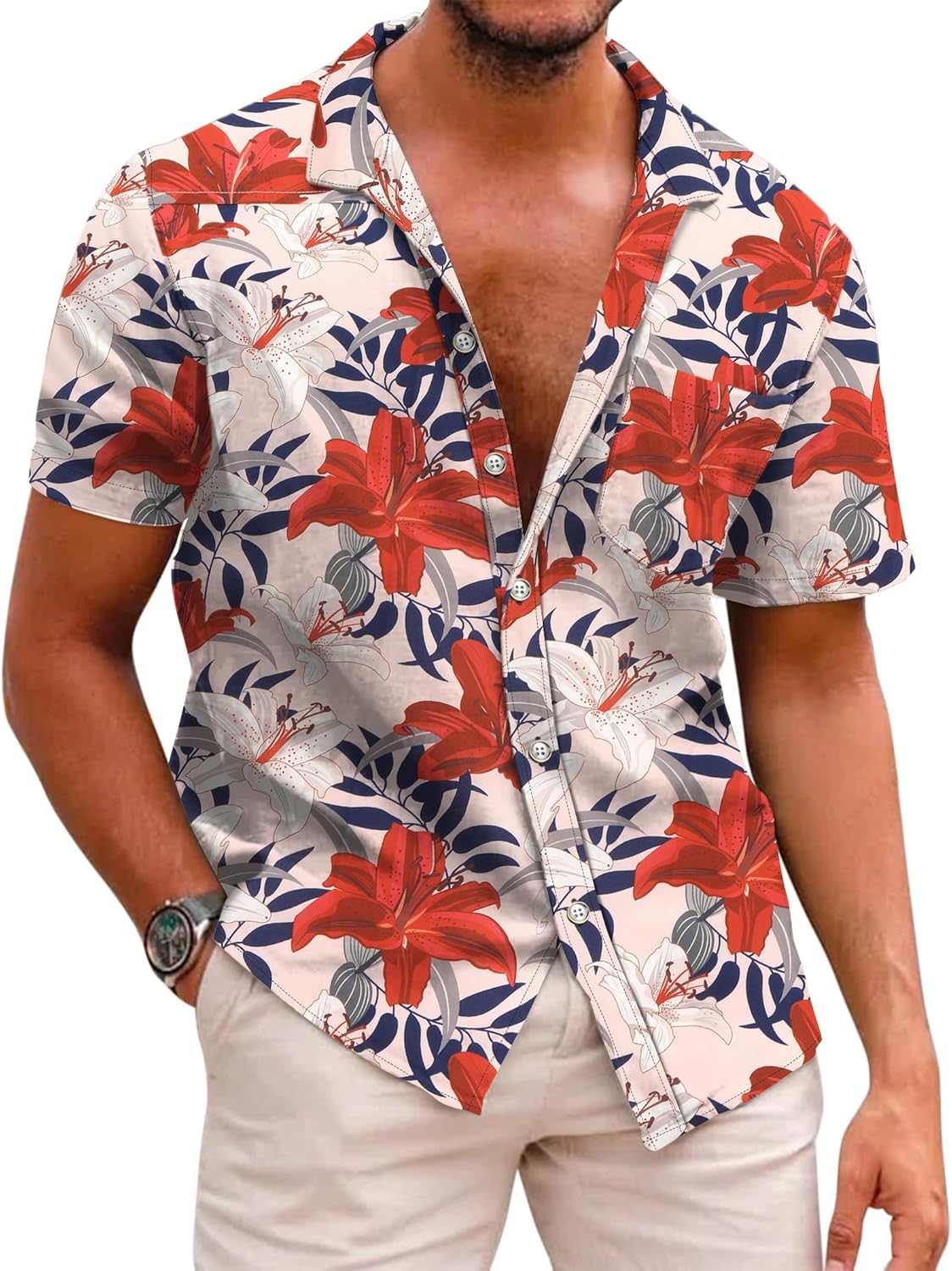 COOFANDY Mens Hawaiian Shirts Short Sleeve Casual Button Down Tropical Beach Shirt