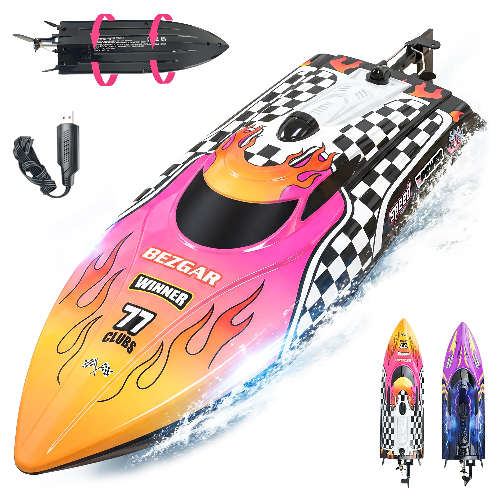 BEZGAR TX136 12 Inch 25 KPH Remote Control Boat for Kids | 25 KPH High Speed; Waterproof…