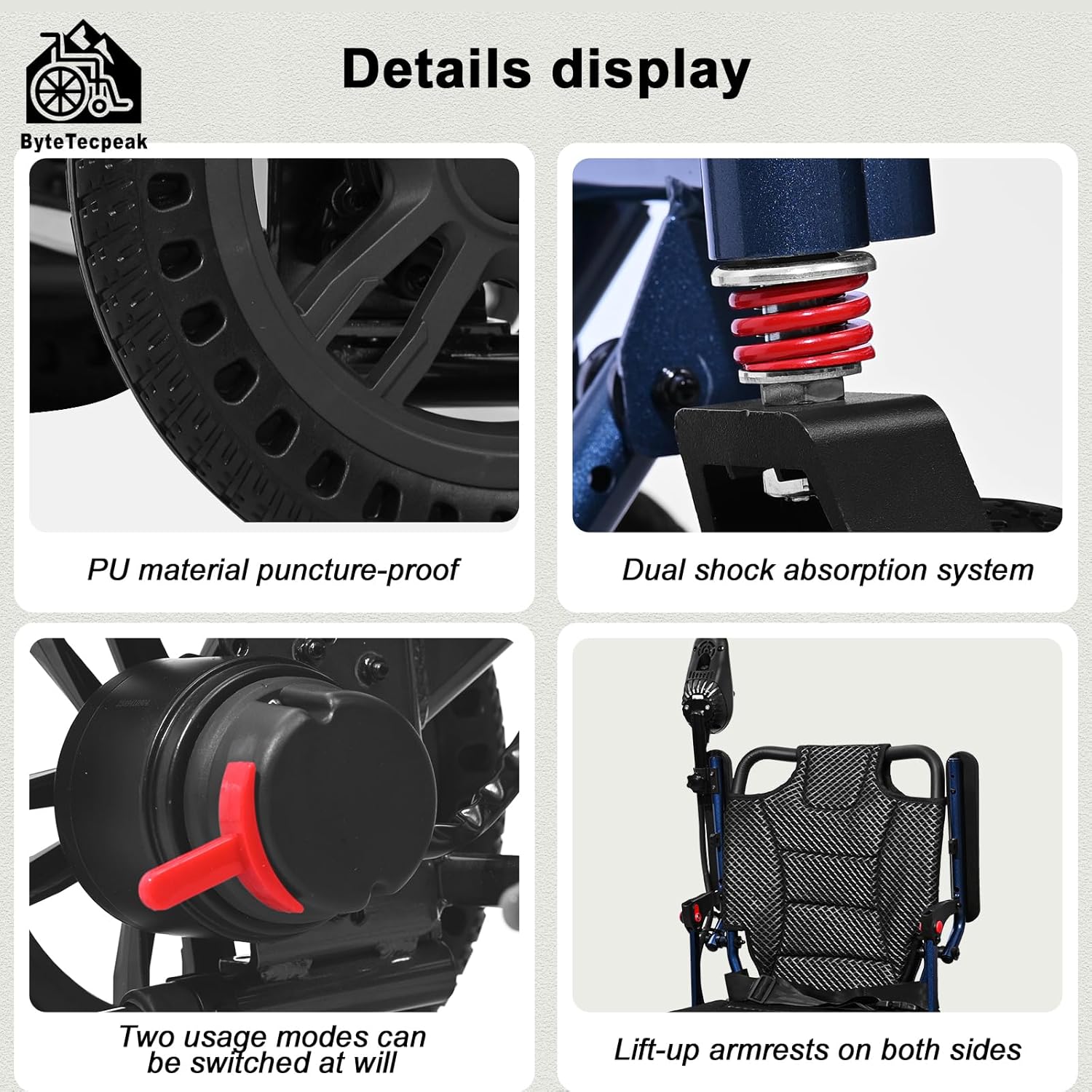 Battery compartment and motor of ByteTecpeak D04 electric wheelchair