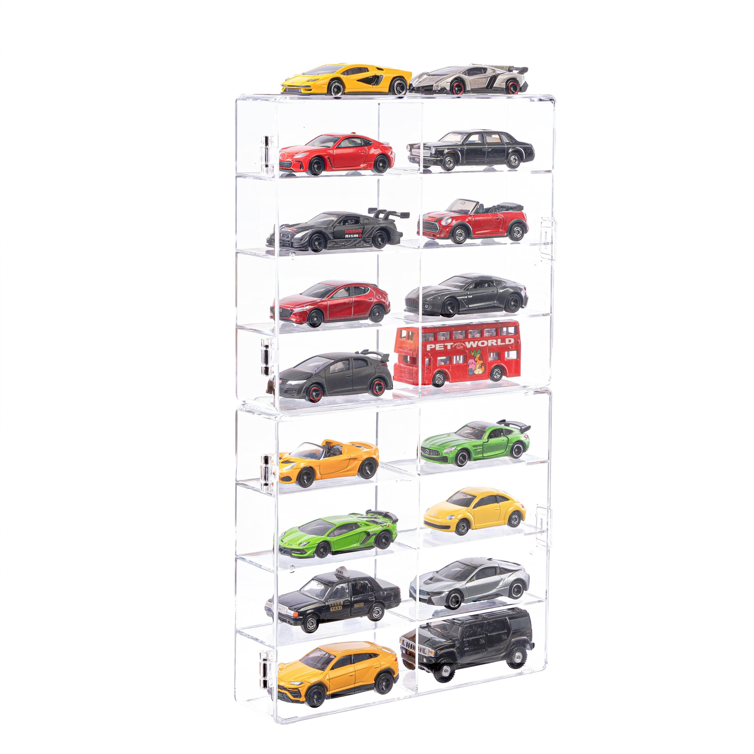 YYDS Hot 1/64 Scale Matchbox Wheels Toy Car Display Case Holds 32 Toy Cars Storage Organizer,Dustproof,Clear Matchbox Toy Car Display Box 6.5 X 7.5 X 1.6 inches 4pcs (2PCS(16 Slots))