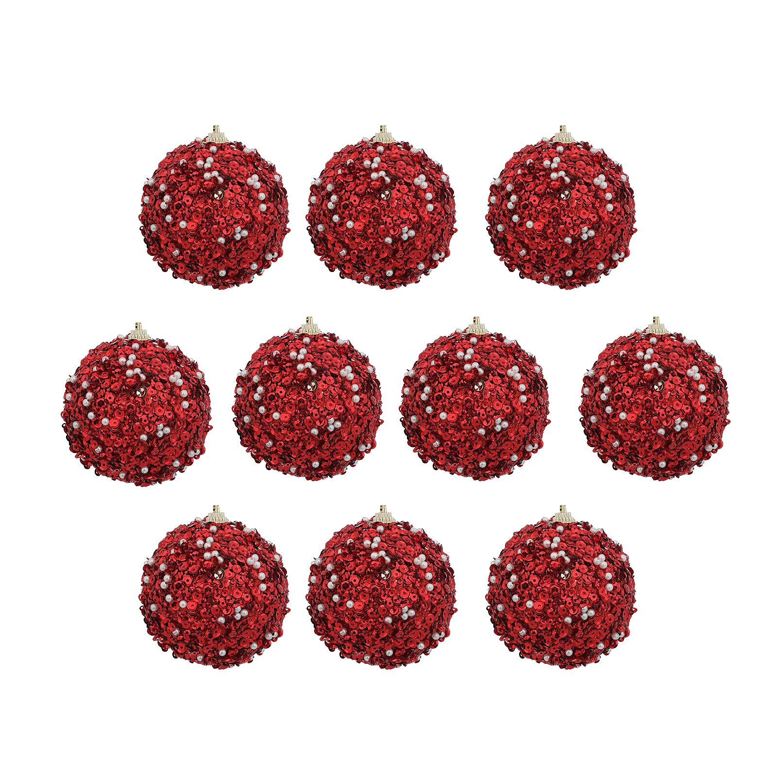 carotoe 10Pcs Shatterproof Christmas Tree Baubles Festival Glittering Sequins Hanging Ornaments for Holiday Parties Decoration Seasonal Celebration Accent
