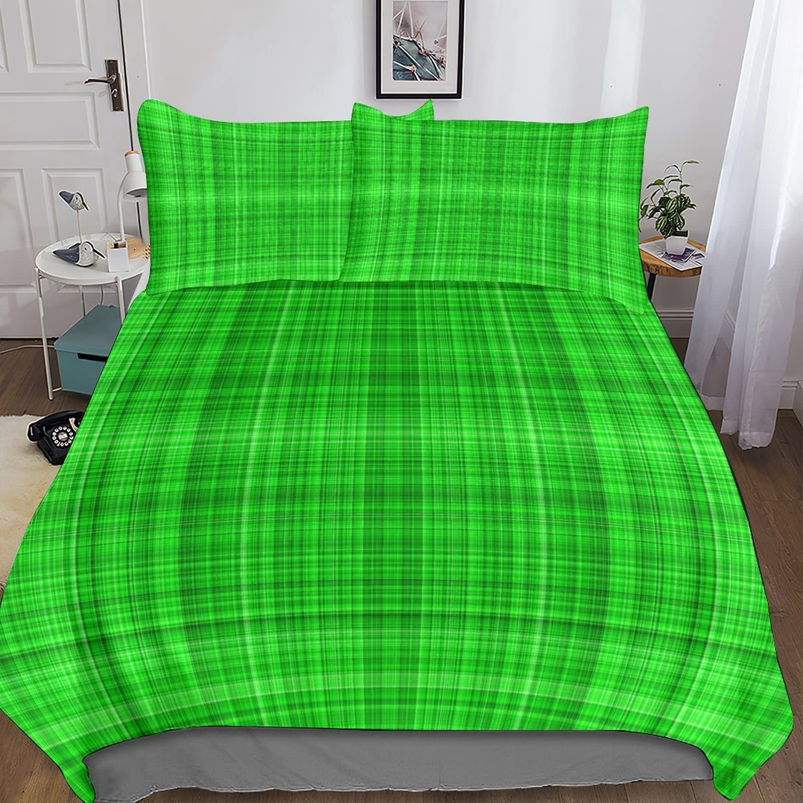 Housse de couette avec fermeture zippée microfibre 200x200 parure literie 3D green
