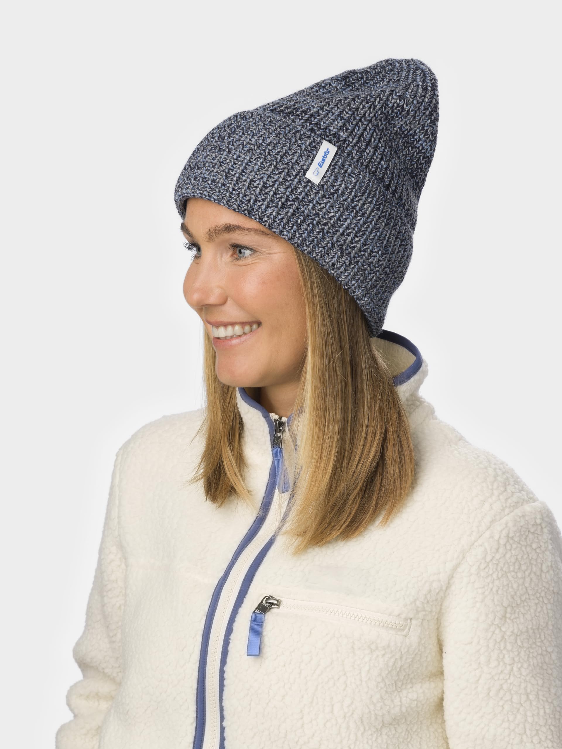 Eisbär Czapka męska i damska Swell niebieska – czapka zimowa z merynosów unisex z polarem chroni przed zimnem i wiatrem – czapka beanie z kopertą oddychająca termoregulacja kaptur z Austrii