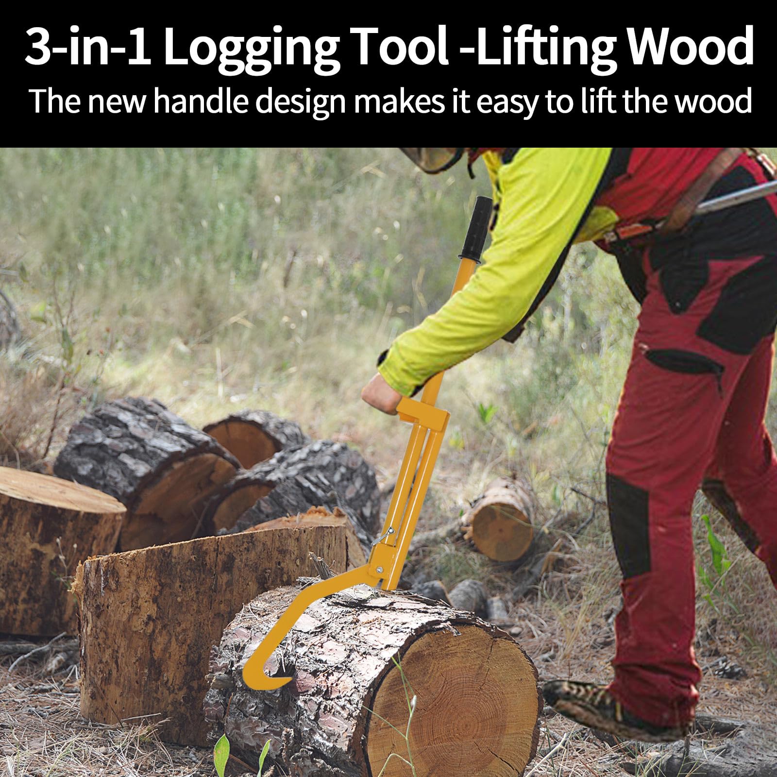 Elevador de troncos 3 en 1, multiherramientas forestales, rodillo de troncos Timberjack ajustable, gancho para troncos, elevador de troncos de acero resistente, herramientas de tala para enrollar y