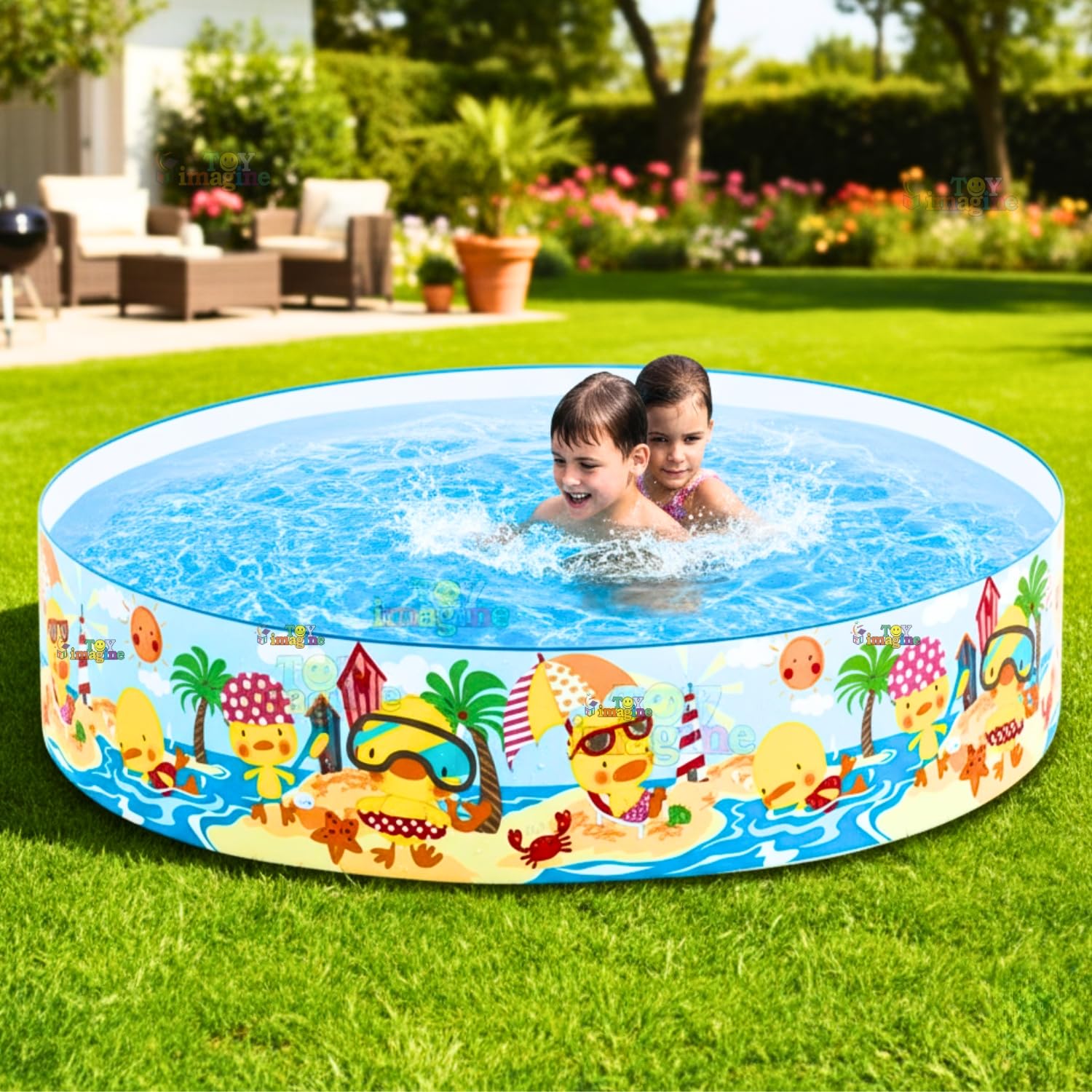 Toy Imagine™ Snapset Swimming Pool for Kids 5 Feet 2-4 Kids | Water Bathing Tub for Kid Portable, Folding & Durable Swim Center Pool for Kid 1 to 5 Years, No Need for an Air Pump.Holi-image-47