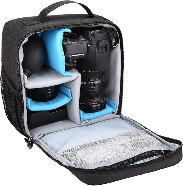BAICLES SLR Camera Bag, Camera Bag with Compartment Handbags, Waterproof Shockproof Polyester Camera Bags, Suitable for Canon, Sony, Nikon, 25*12*23cm(L*W*H) Black (Black)