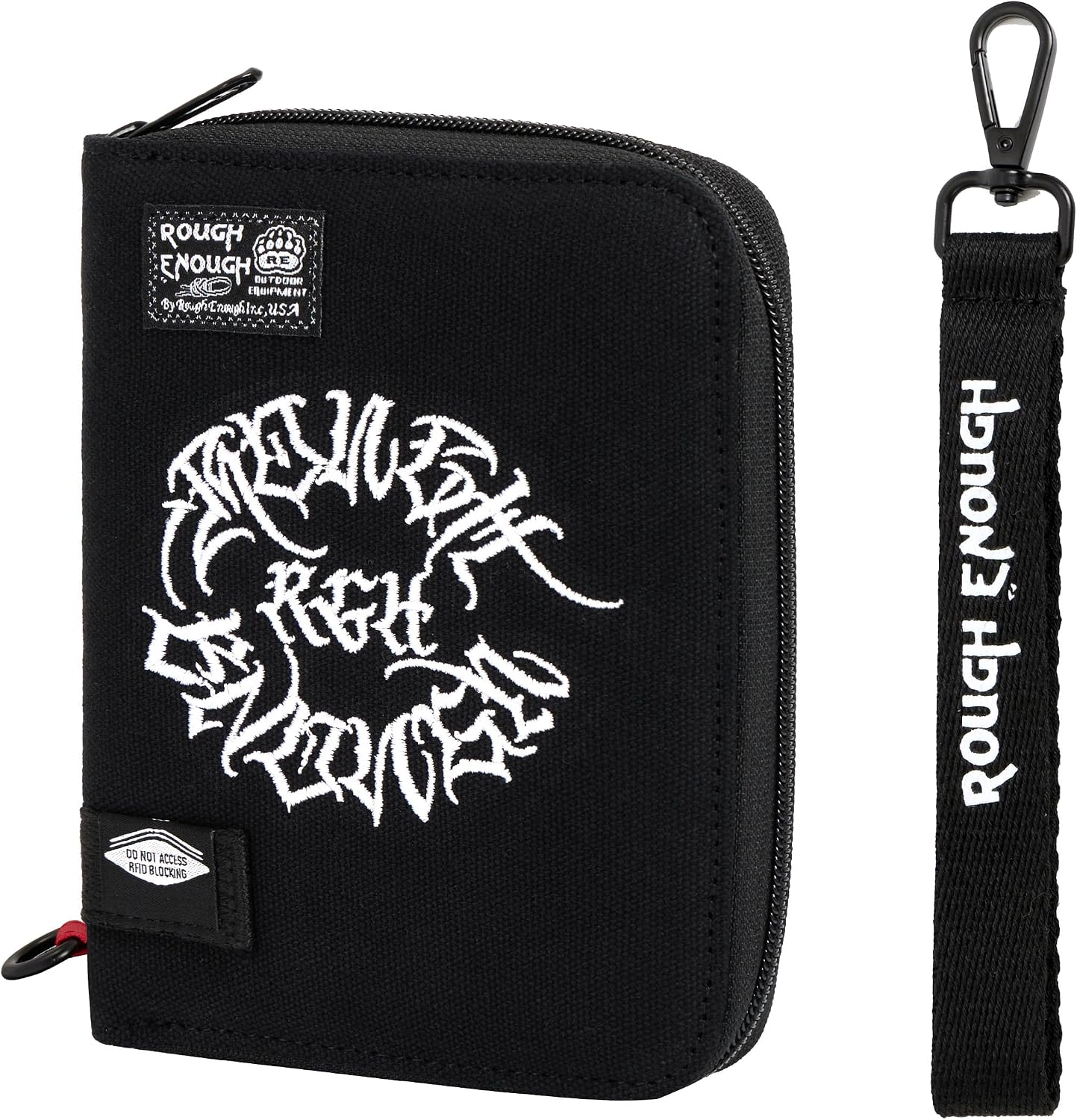 Rough Enough Passport Holder, RFID Family Travel Wallet for 4, Black Canvas