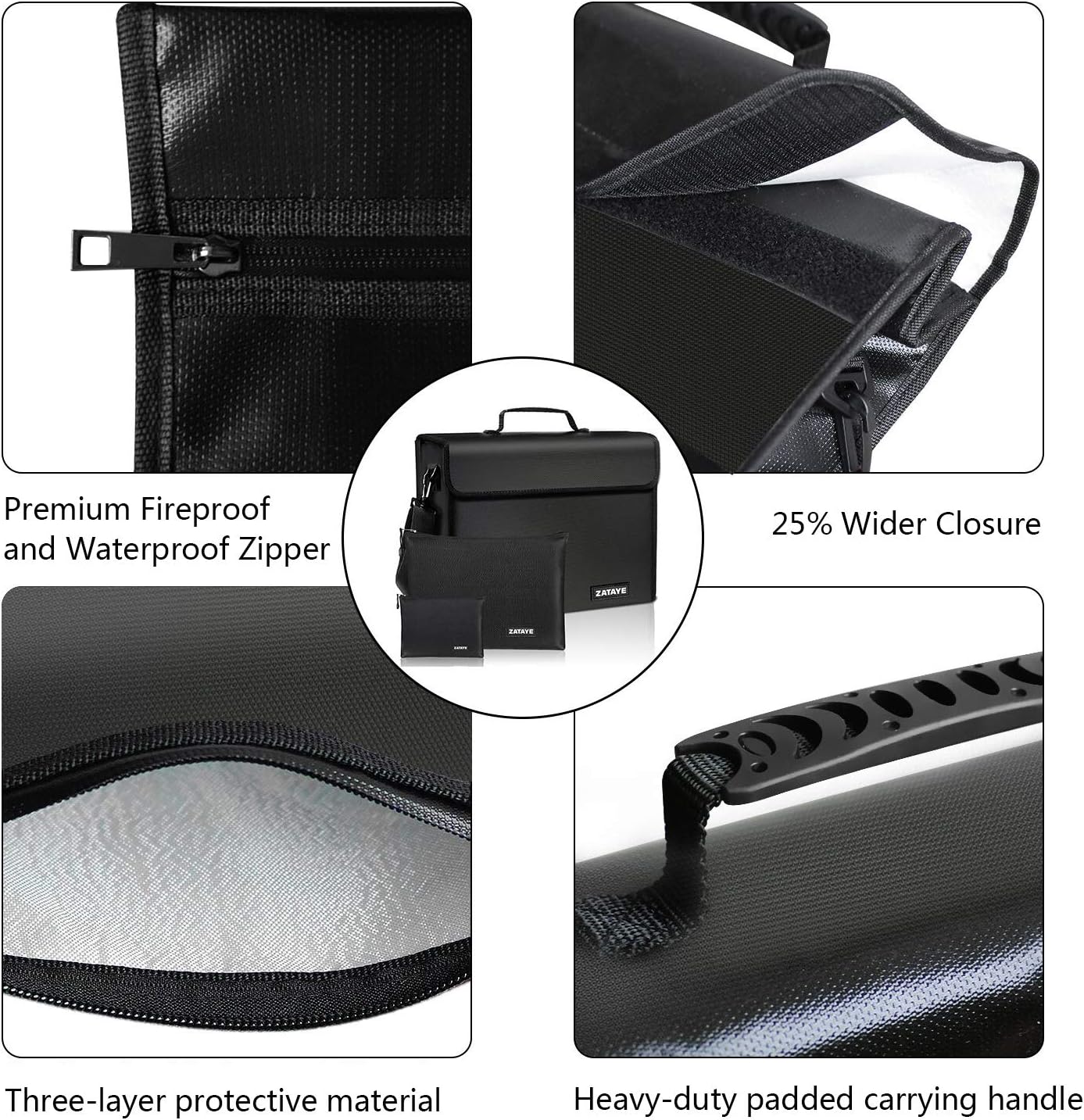 Fireproof Document Bags, (17” x 12” x 5”) X Large Fireproof Safe Bag, Fireproof Waterproof Storage Pouch with Zipper, Non-Itchy Silicone Fireproof Envelope for Documents, Money and Valuables - 3 Pack - - 