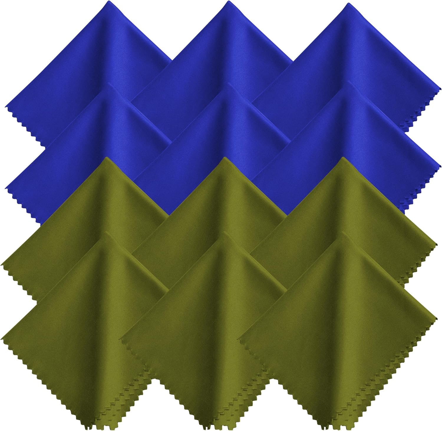 Microfiber Cleaning Cloth-12 Pack (6 Blue+ 6 Green), 7x6 Inches, Individually Wrapped, Reusable, Scratch-Free, Streak-Free,Lint-Free Bulk Wipes for Glasses,Eyeglass, Phone Screen, Cameras Lens