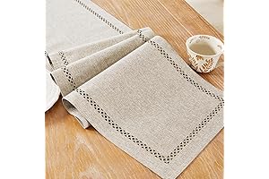 Burlap Style Farmhouse Table Runner | Rustic Geometric Table Runners 48 Inches Long