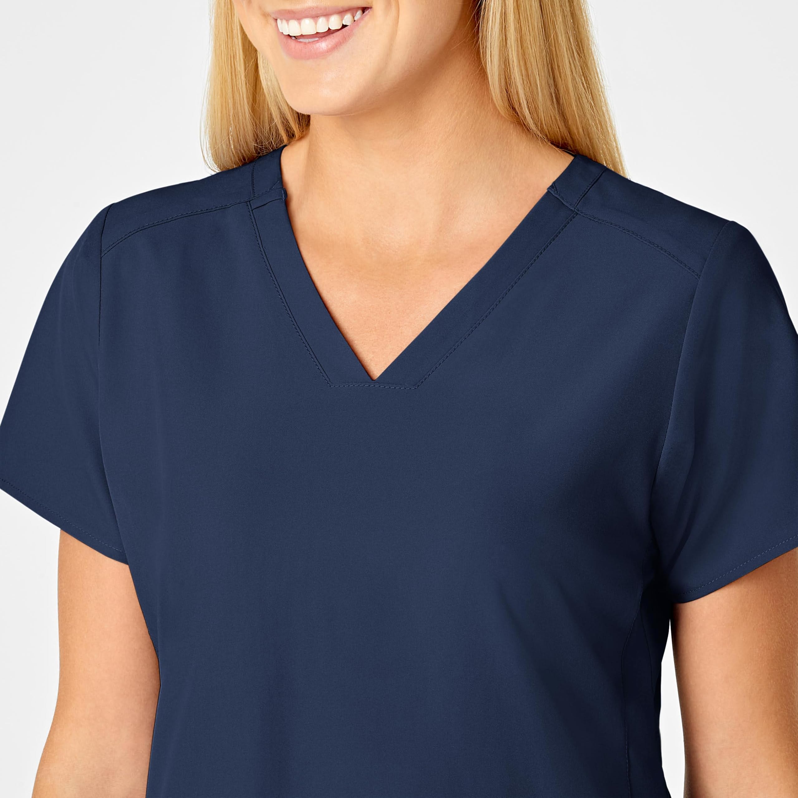WonderWink W123 Women's Flex Back Stylized V-Neck Scrub Top, Navy, 5X